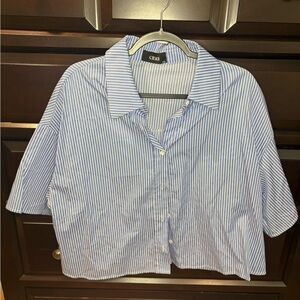 Cider Blue and White Striped Blouse